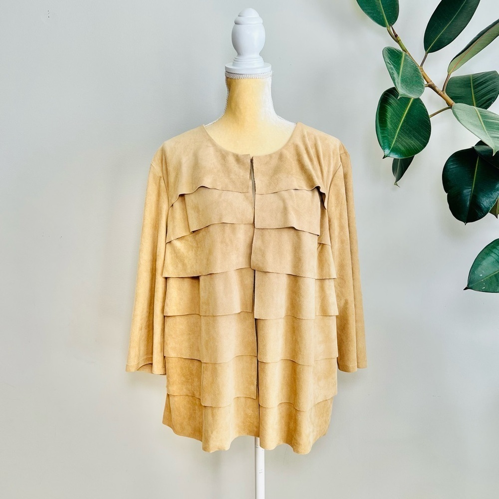Travelers by Chicos Faux Suede Ruffled Jacket